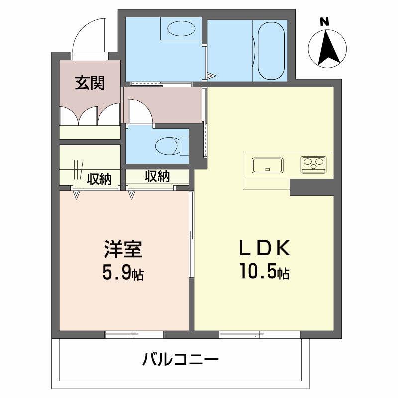 ベレオシンフォニー(1LDK/2階)の間取り写真