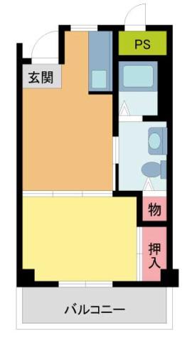 ヒルサイド北名次(1DK/3階)の間取り写真