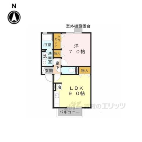 エミネンスB(1LDK/2階)の間取り写真