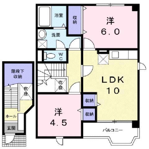 サンハイムE(2LDK/2階)の間取り写真