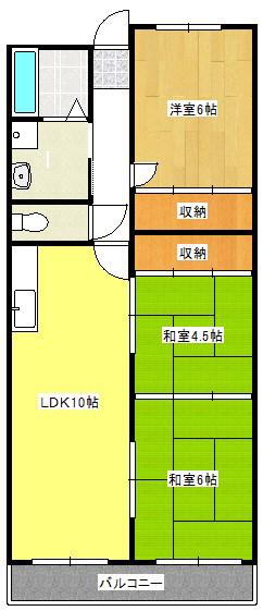 マンション長谷川(3LDK/4階)の間取り写真