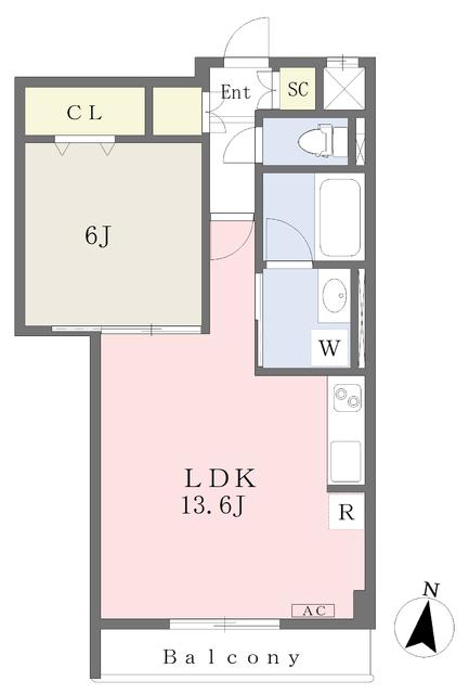 エルパーク西ノ内(1LDK/1階)の間取り写真