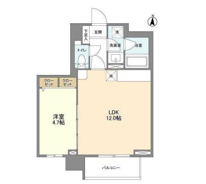 L・BASE押上ノース(1LDK/3階)の間取り写真