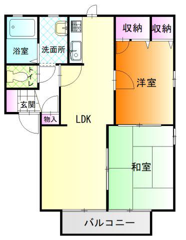 アムール(2LDK/2階)の間取り写真