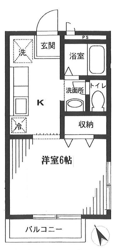 エスペラント烏山II(1K/2階)の間取り写真