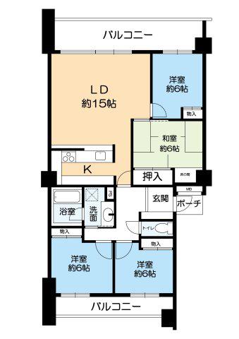 ヴェルデヒルズ箕面(4LDK/1階)の間取り写真