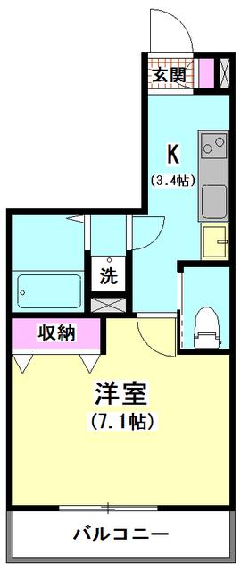 メゾン・ロートス(1K/2階)の間取り写真