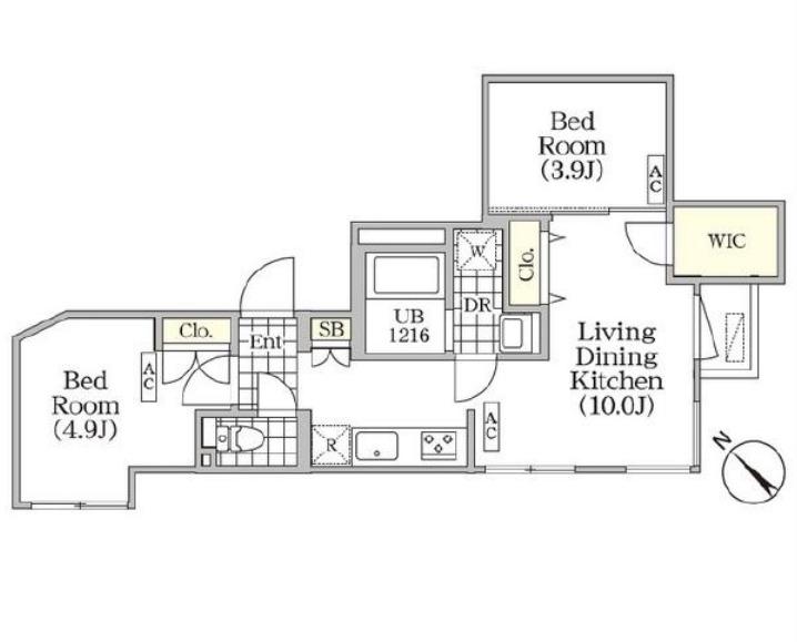 BRICK RESIDENCE 目黒本町(2LDK/2階)の間取り写真