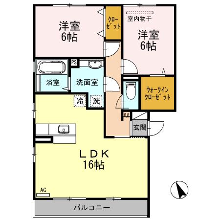 アルト ポンテ ドゥーエ A棟(2LDK/2階)の間取り写真