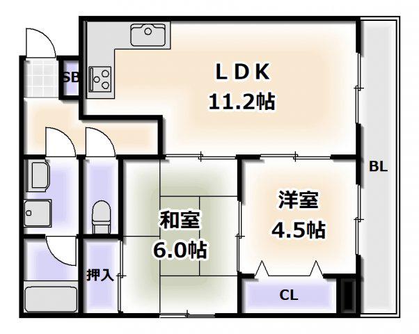 メゾン杉(2LDK/8階)の間取り写真