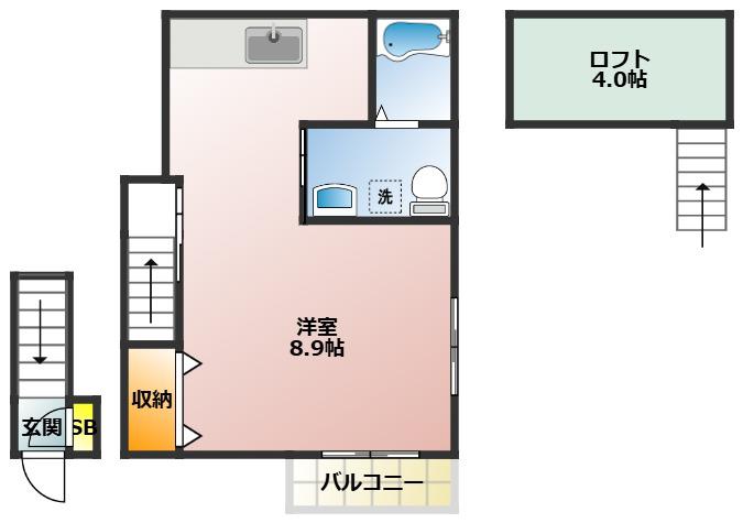 アイランドレジデンスII(ワンルーム/2階)の間取り写真