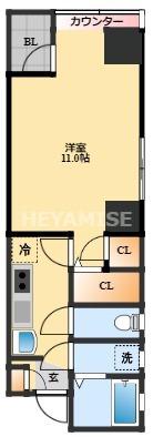 Jプレイス(1K/6階)の間取り写真