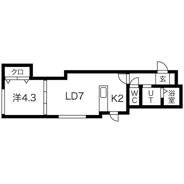 小樽駅前プレジデント(1LDK/5階)の間取り写真