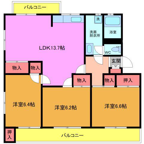 ハイムサンポート(3LDK/2階)の間取り写真