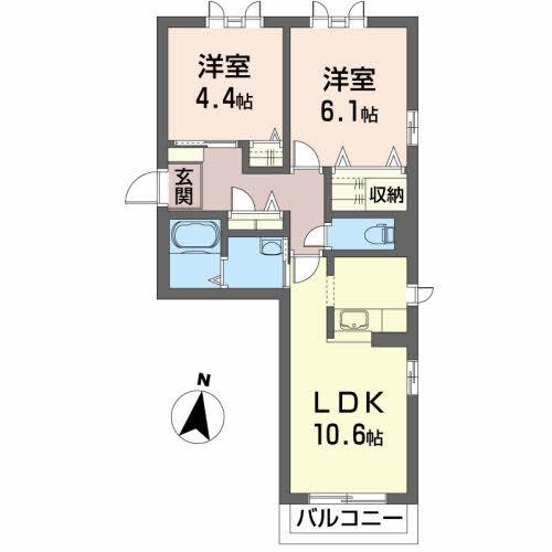 シャーメゾン アルモニー(2LDK/1階)の間取り写真