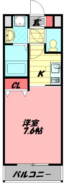 メッセージ大工大前(1K/4階)の間取り写真
