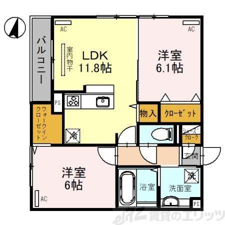 MAISON DE ESPOIR 豊里(2LDK/3階)の間取り写真