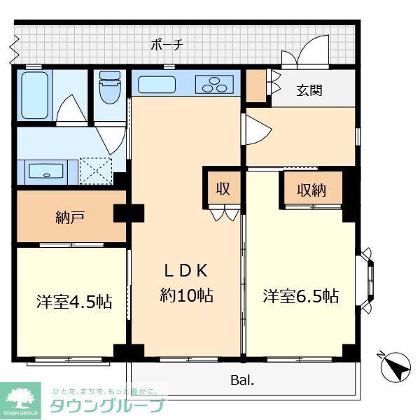コーポ国立(2LDK/2階)の間取り写真