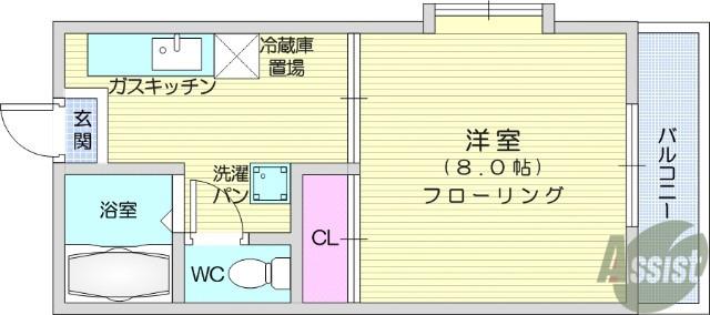 パレス植木R(1K/2階)の間取り写真
