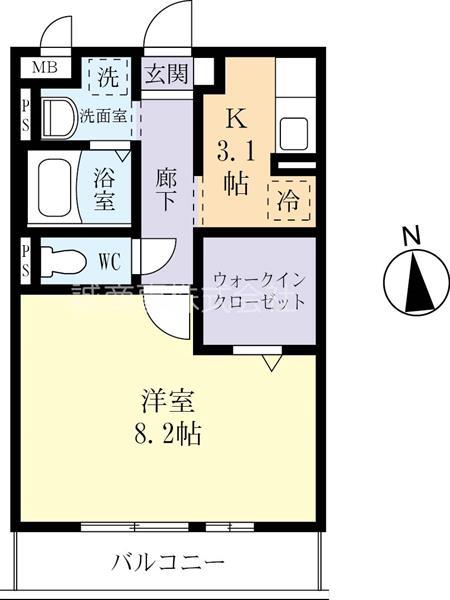 JR常磐線 水戸駅 バス乗車時間:19分 最寄りバス停で下車 徒歩3分 3階建 築20年(1K/1階)の間取り写真