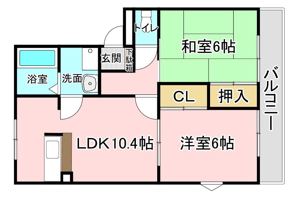 グレイス藤(2LDK/1階)の間取り写真