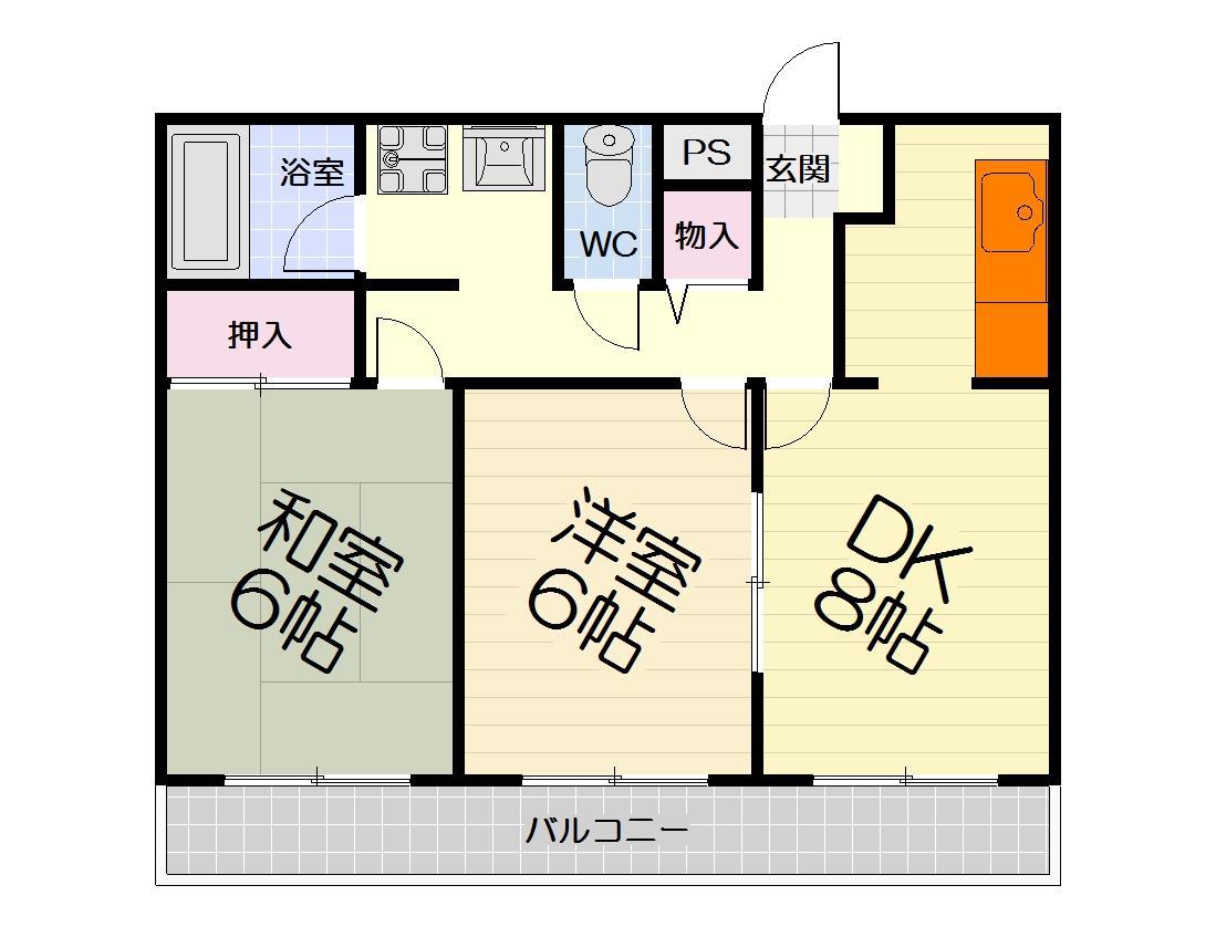 エルシャトー(2LDK/1階)の間取り写真