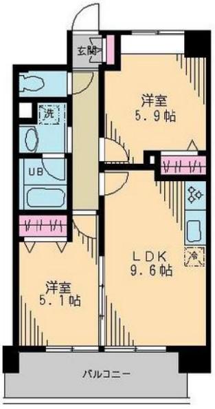西武池袋線 富士見台駅 徒歩2分 6階建 築16年(2LDK/4階)の間取り写真