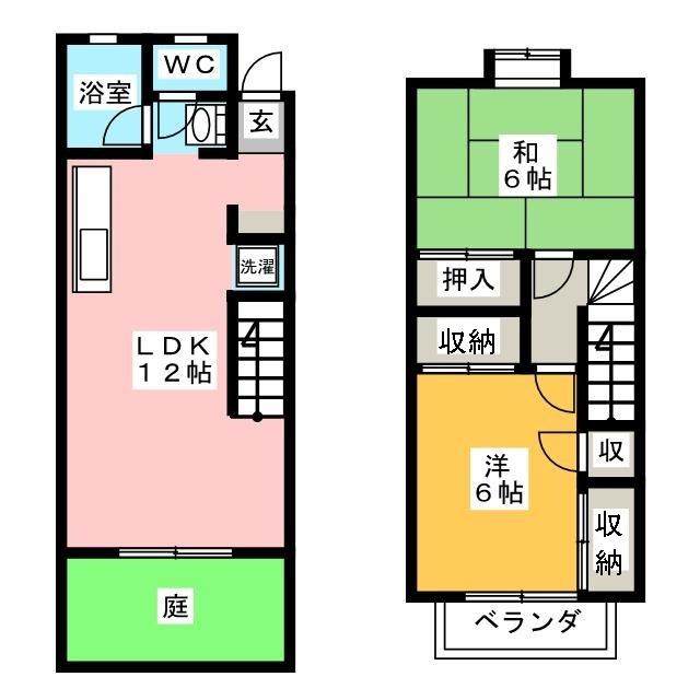 メゾンドロワール(2LDK/1階)の間取り写真