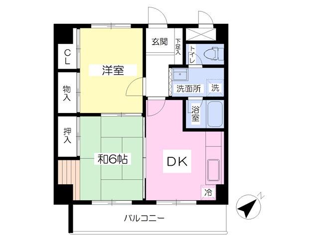 メゾンいまいち B(2DK/4階)の間取り写真