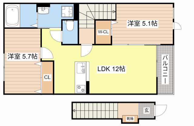SUNNY HOME(2LDK/2階)の間取り写真