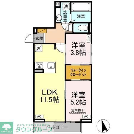 D-SOLACE津田沼II(2LDK/3階)の間取り写真