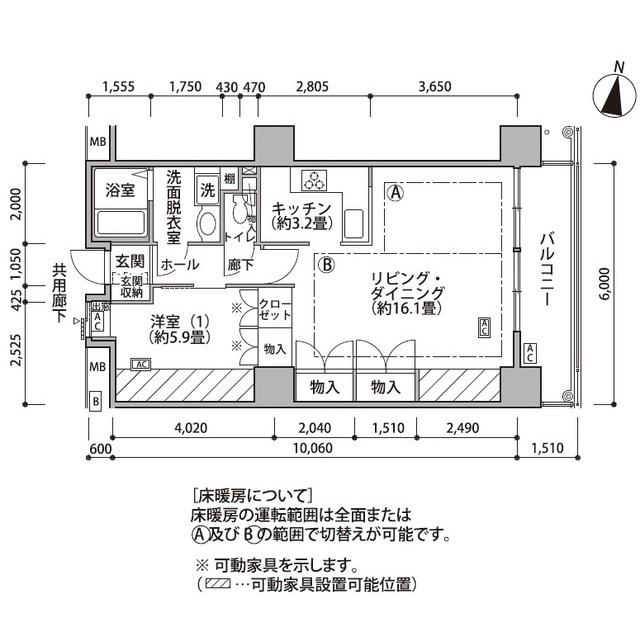 東雲キャナルコートCODAN18号棟(1LDK/3階)の間取り写真