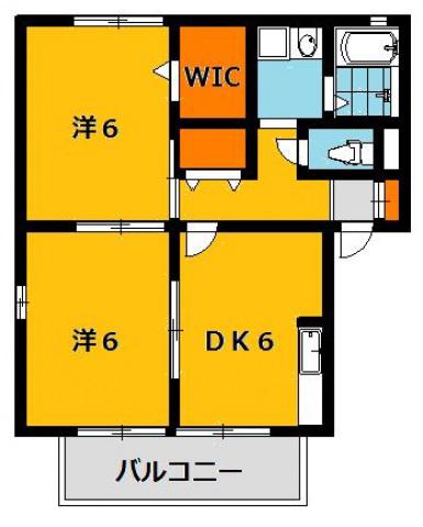 ロワジールB棟(2DK/1階)の間取り写真
