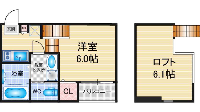 アムールヒナ(1SK/2階)の間取り写真