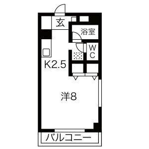 レジオンドヌール(1K/4階)の間取り写真