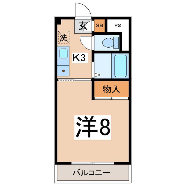 オプティ石和(1K/1階)の間取り写真