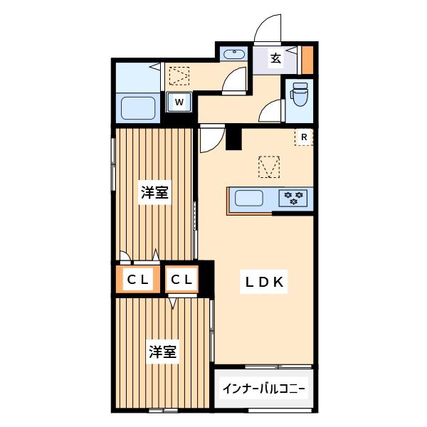 ベル リード 大倉山(2LDK/1階)の間取り写真