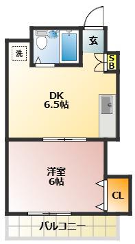 第二若木コーポ(1DK/7階)の間取り写真