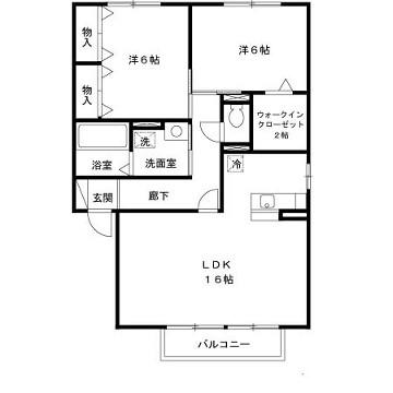 グレイスコート(2LDK/2階)の間取り写真