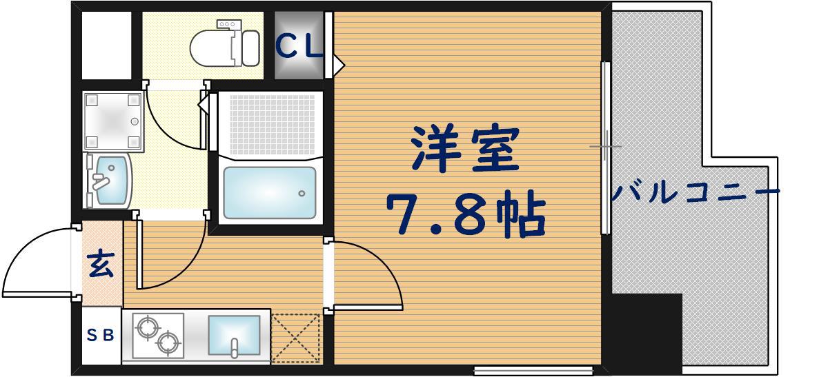 Mプラザ布施駅前参番館(1K/8階)の間取り写真