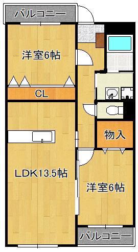 エムズ葛原(2LDK/2階)の間取り写真