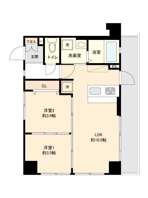 ONE ROOF FLAT NISHIWASEDA(2LDK/9階)の間取り写真