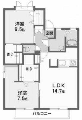 セフィラ中村A棟(2LDK/2階)の間取り写真