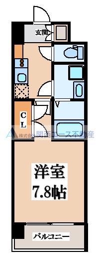 CASSIA高井田 ノース COURT(1K/6階)の間取り写真