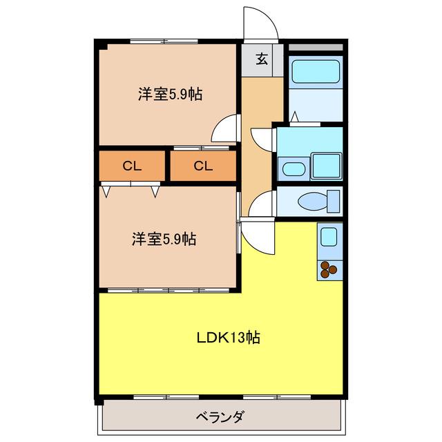 リヴェール ドミール(2LDK/1階)の間取り写真