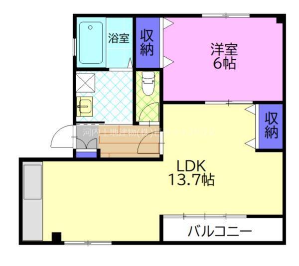アリビラ真岡(1LDK/2階)の間取り写真
