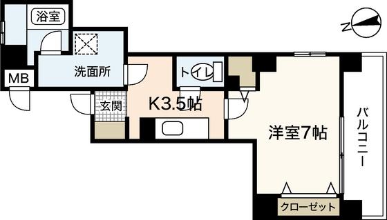 グランドルチェ国泰寺(1K/4階)の間取り写真