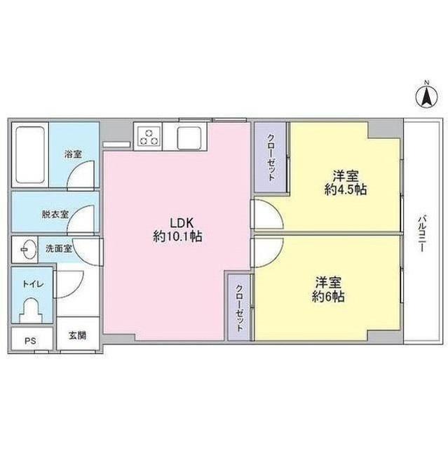 丸元マンション(2LDK/2階)の間取り写真