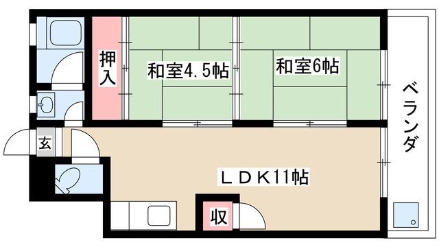 近藤ビル(2LDK/2階)の間取り写真