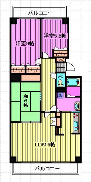 シティパーク桜丘(3LDK/4階)の間取り写真